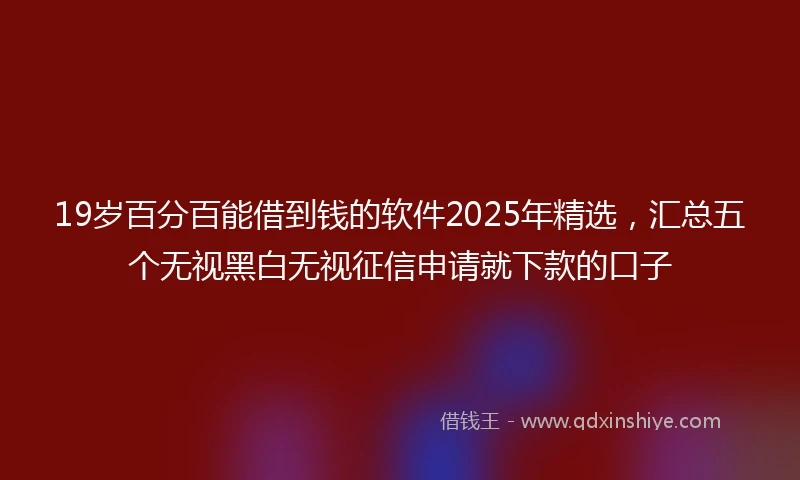 19岁百分百能借到钱的软件2025年精选，汇总五个无视黑白无视征信申请就下款的口子