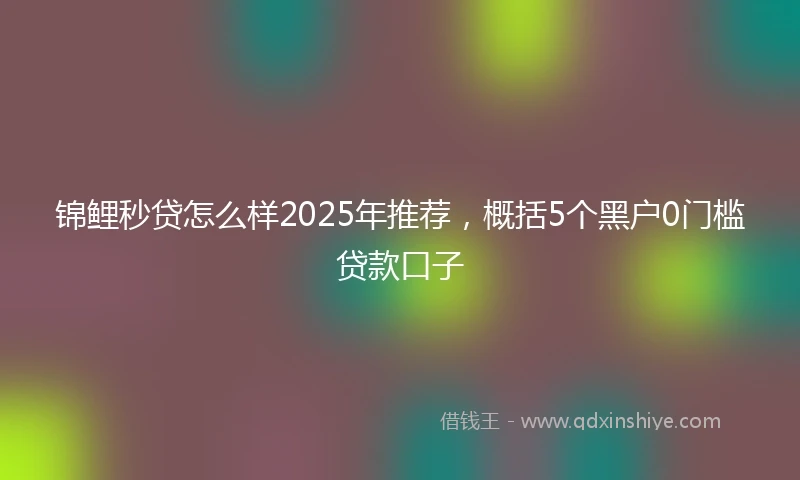 锦鲤秒贷怎么样2025年推荐，概括5个黑户0门槛贷款口子