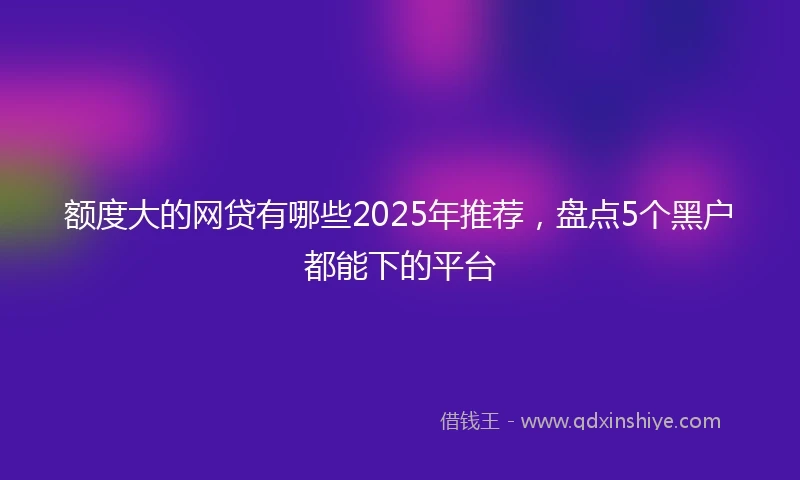 额度大的网贷有哪些2025年推荐，盘点5个黑户都能下的平台