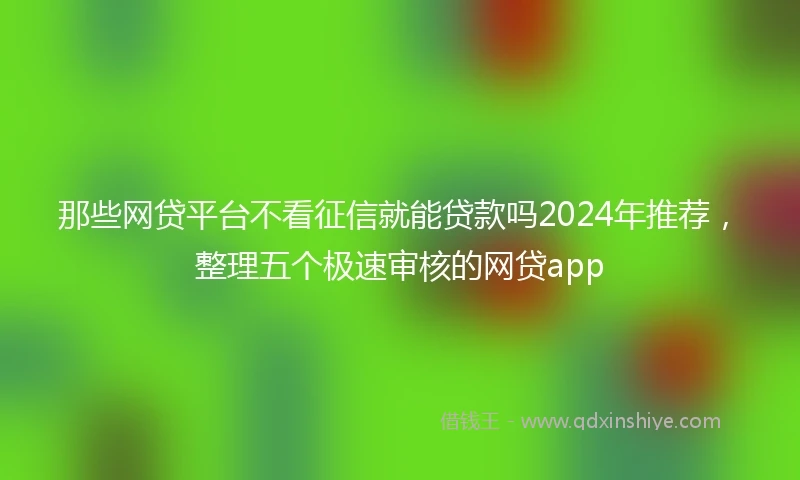 那些网贷平台不看征信就能贷款吗2024年推荐，整理五个极速审核的网贷app
