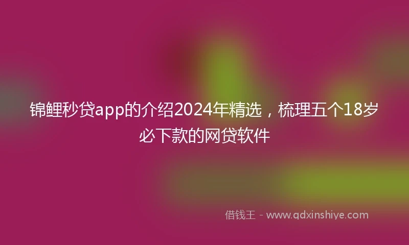 锦鲤秒贷app的介绍2024年精选，梳理五个18岁必下款的网贷软件