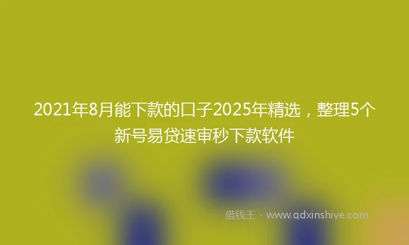 2021年8月能下款的口子2025年精选，整理5个新号易贷速审秒下款软件