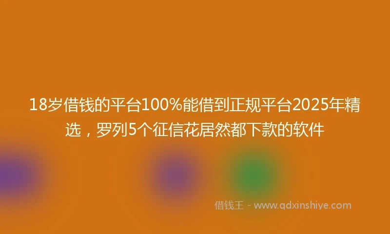 18岁借钱的平台100%能借到正规平台2025年精选，罗列5个征信花居然都下款的软件