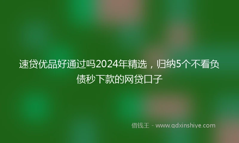 速贷优品好通过吗2024年精选，归纳5个不看负债秒下款的网贷口子