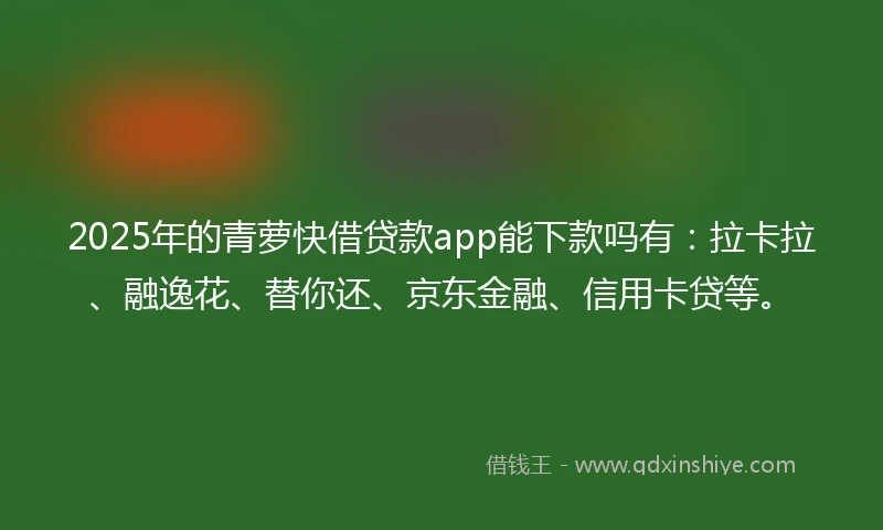 2025年的青萝快借贷款app能下款吗有：拉卡拉、融逸花、替你还、京东金融、信用卡贷等。