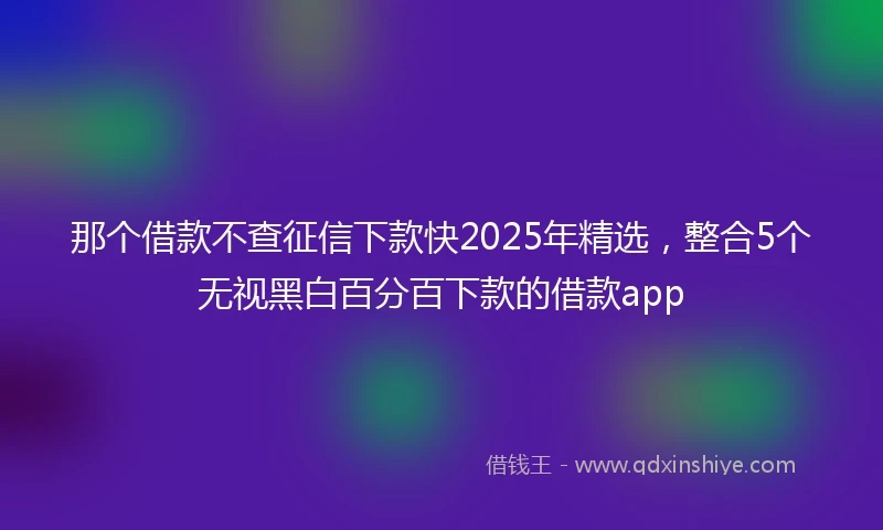 那个借款不查征信下款快2025年精选，整合5个无视黑白百分百下款的借款app