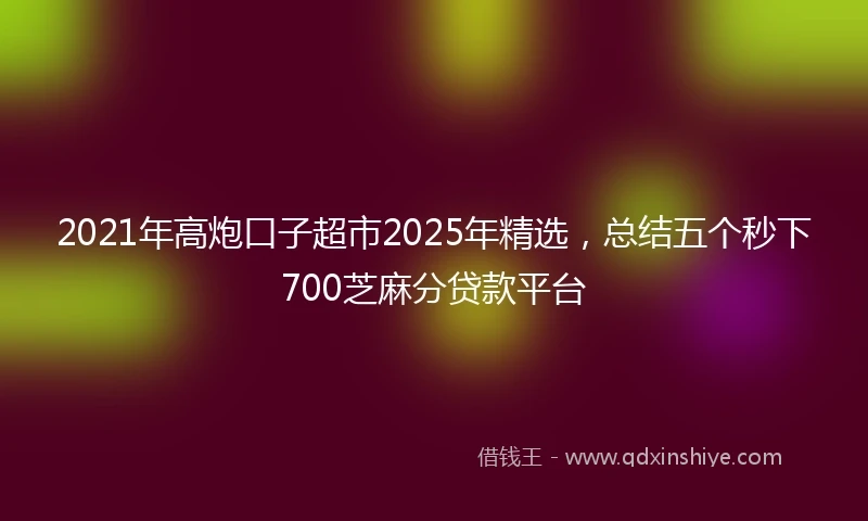 2021年高炮口子超市2025年精选，总结五个秒下700芝麻分贷款平台