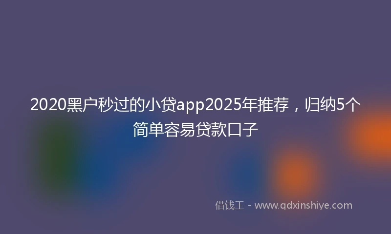 2020黑户秒过的小贷app2025年推荐，归纳5个简单容易贷款口子