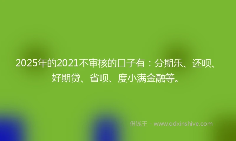 2025年的2021不审核的口子有：分期乐、还呗、好期贷、省呗、度小满金融等。