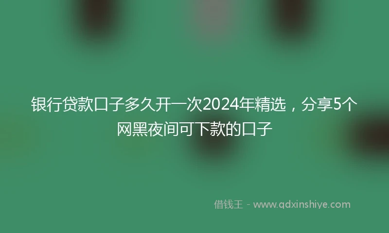银行贷款口子多久开一次2024年精选，分享5个网黑夜间可下款的口子