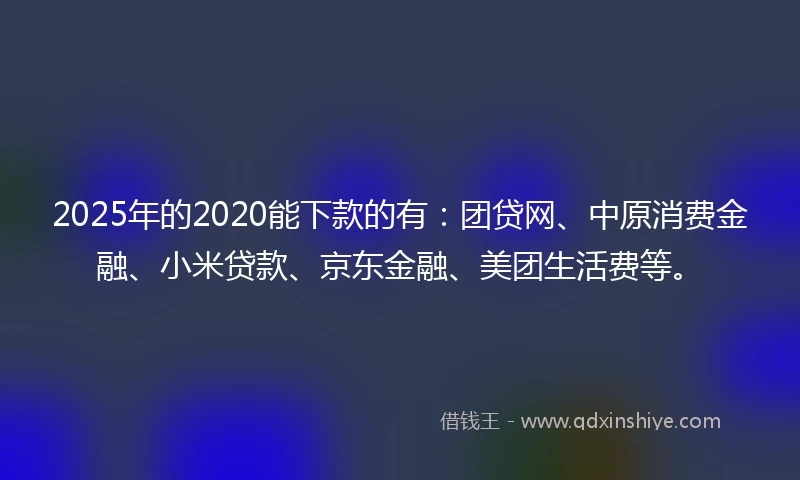 2025年的2020能下款的有：团贷网、中原消费金融、小米贷款、京东金融、美团生活费等。