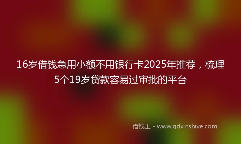 16岁借钱急用小额不用银行卡2025年推荐，梳理5个19岁贷款容易过审批的平台