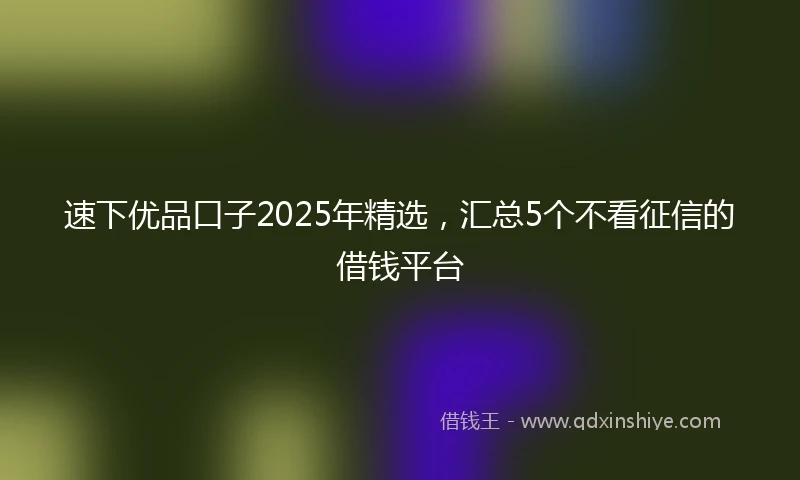 速下优品口子2025年精选，汇总5个不看征信的借钱平台