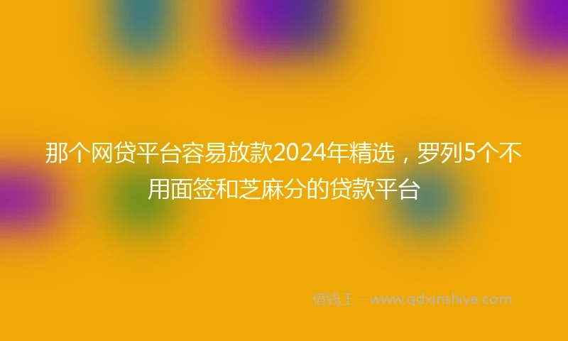 那个网贷平台容易放款2024年精选，罗列5个不用面签和芝麻分的贷款平台