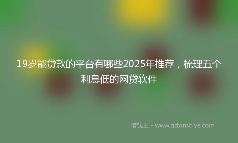 19岁能贷款的平台有哪些2025年推荐，梳理五个利息低的网贷软件