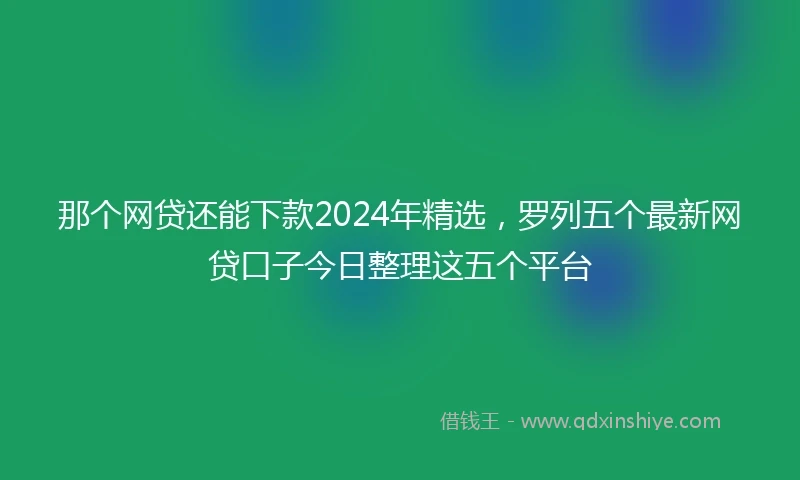 那个网贷还能下款2024年精选，罗列五个最新网贷口子今日整理这五个平台
