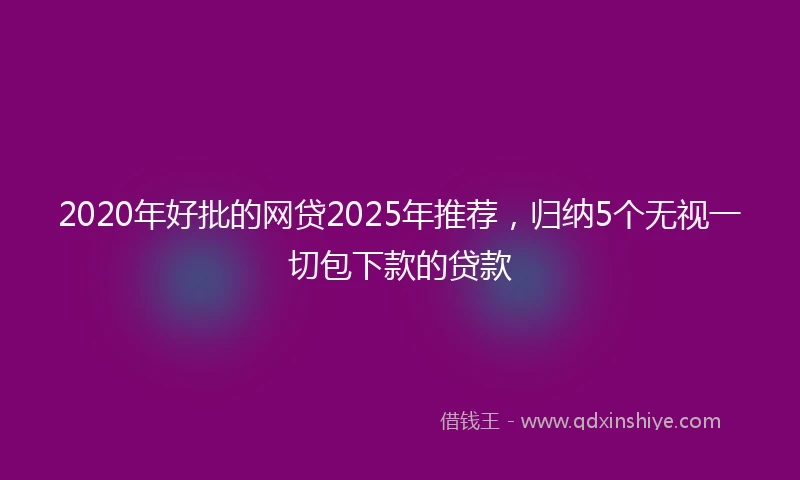2020年好批的网贷2025年推荐，归纳5个无视一切包下款的贷款