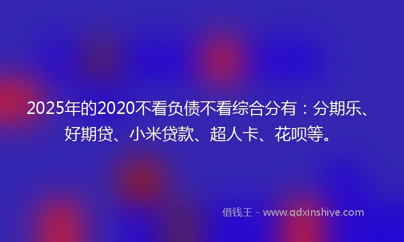 2025年的2020不看负债不看综合分有：分期乐、好期贷、小米贷款、超人卡、花呗等。