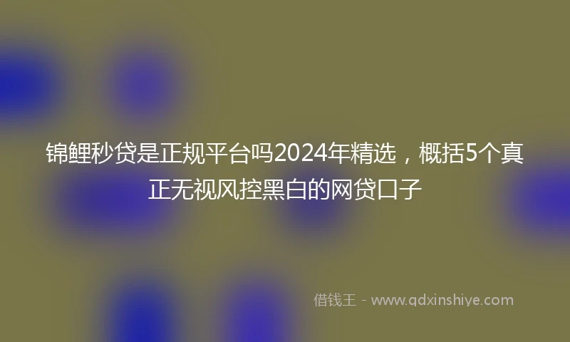 锦鲤秒贷是正规平台吗2024年精选，概括5个真正无视风控黑白的网贷口子