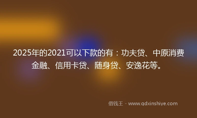 2025年的2021可以下款的有：功夫贷、中原消费金融、信用卡贷、随身贷、安逸花等。
