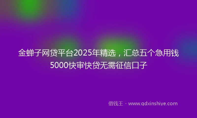 金蝉子网贷平台2025年精选，汇总五个急用钱5000快审快贷无需征信口子