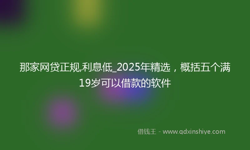 那家网贷正规,利息低_2025年精选，概括五个满19岁可以借款的软件