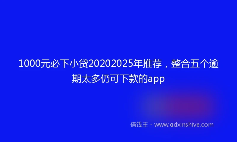 1000元必下小贷20202025年推荐，整合五个逾期太多仍可下款的app