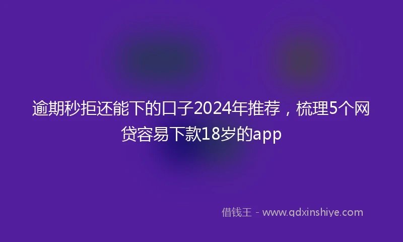 逾期秒拒还能下的口子2024年推荐，梳理5个网贷容易下款18岁的app