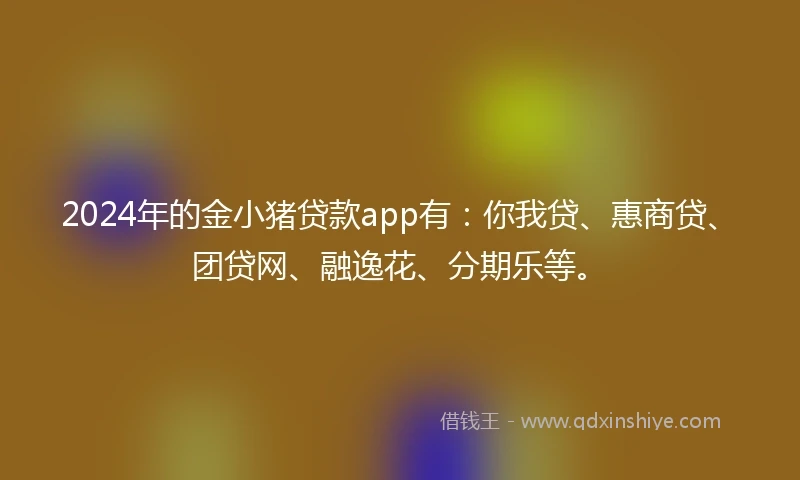 2024年的金小猪贷款app有：你我贷、惠商贷、团贷网、融逸花、分期乐等。