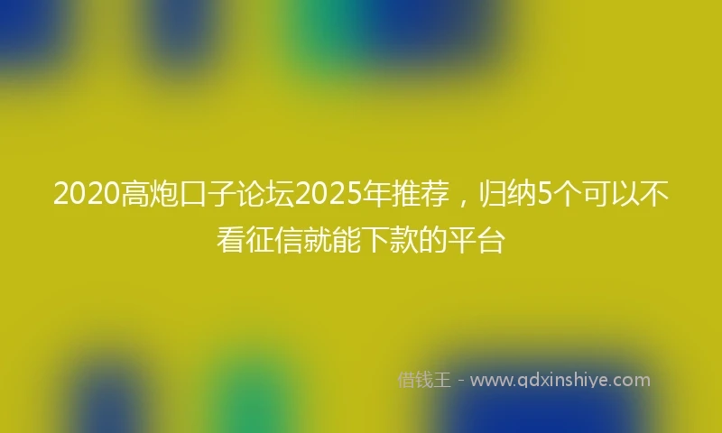 2020高炮口子论坛2025年推荐，归纳5个可以不看征信就能下款的平台