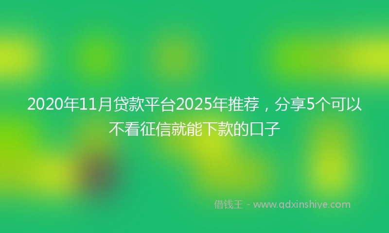 2020年11月贷款平台2025年推荐，分享5个可以不看征信就能下款的口子