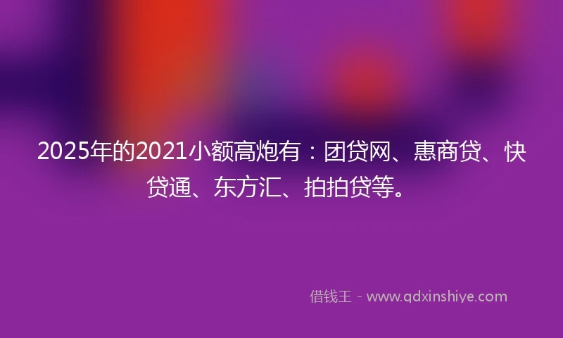 2025年的2021小额高炮有：团贷网、惠商贷、快贷通、东方汇、拍拍贷等。