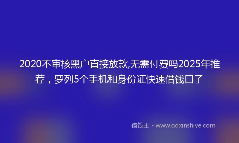 2020不审核黑户直接放款,无需付费吗2025年推荐，罗列5个手机和身份证快速借钱口子
