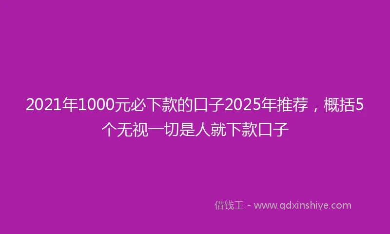 2021年1000元必下款的口子2025年推荐，概括5个无视一切是人就下款口子