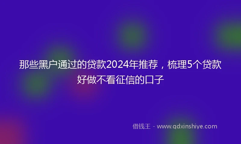 那些黑户通过的贷款2024年推荐，梳理5个贷款好做不看征信的口子