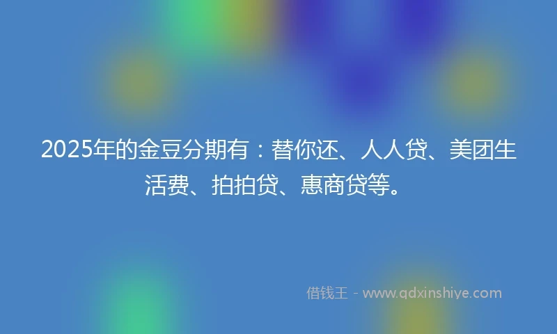 2025年的金豆分期有：替你还、人人贷、美团生活费、拍拍贷、惠商贷等。