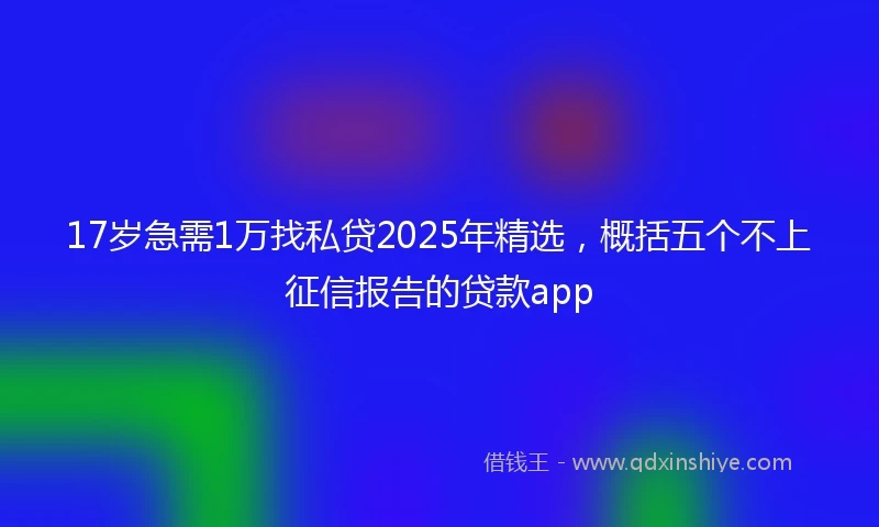 17岁急需1万找私贷2025年精选，概括五个不上征信报告的贷款app