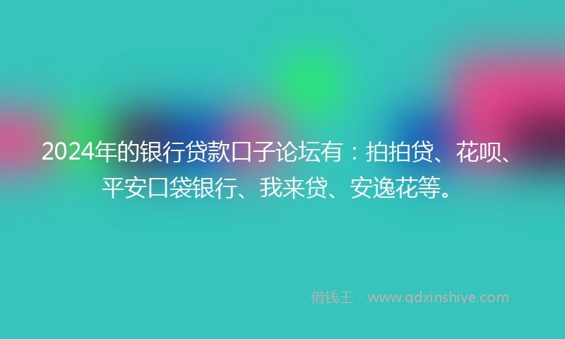 2024年的银行贷款口子论坛有：拍拍贷、花呗、平安口袋银行、我来贷、安逸花等。