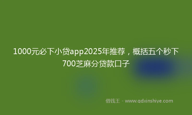 1000元必下小贷app2025年推荐，概括五个秒下700芝麻分贷款口子