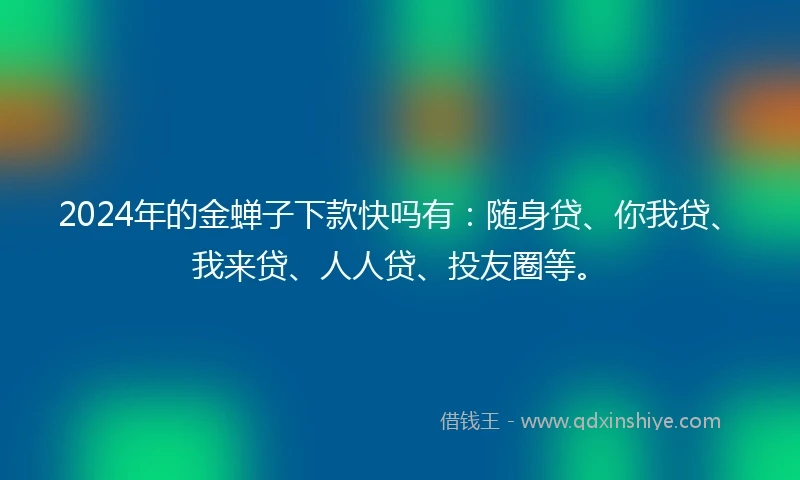 2024年的金蝉子下款快吗有：随身贷、你我贷、我来贷、人人贷、投友圈等。