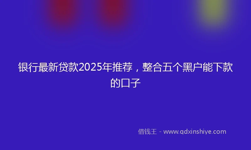 银行最新贷款2025年推荐，整合五个黑户能下款的口子