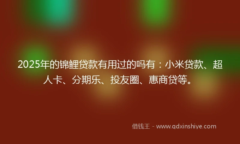 2025年的锦鲤贷款有用过的吗有：小米贷款、超人卡、分期乐、投友圈、惠商贷等。