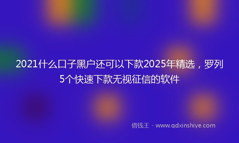 2021什么口子黑户还可以下款2025年精选，罗列5个快速下款无视征信的软件