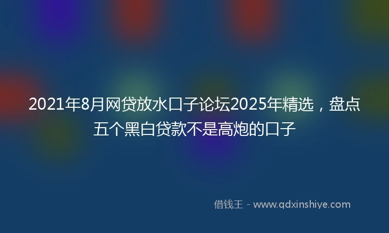 2021年8月网贷放水口子论坛2025年精选，盘点五个黑白贷款不是高炮的口子