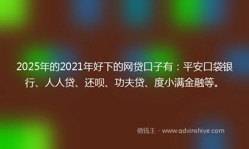 2025年的2021年好下的网贷口子有：平安口袋银行、人人贷、还呗、功夫贷、度小满金融等。