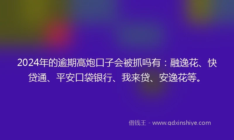 2024年的逾期高炮口子会被抓吗有：融逸花、快贷通、平安口袋银行、我来贷、安逸花等。