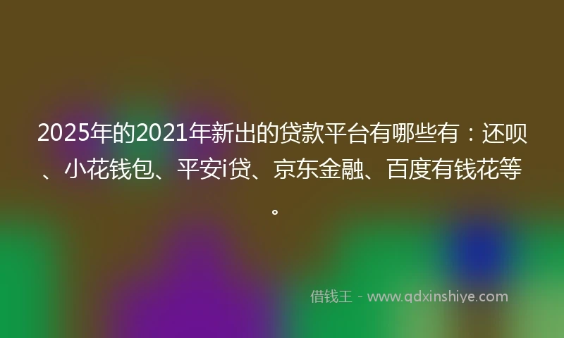 2025年的2021年新出的贷款平台有哪些有：还呗、小花钱包、平安i贷、京东金融、百度有钱花等。
