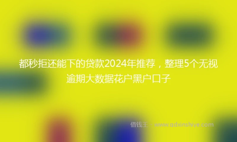 都秒拒还能下的贷款2024年推荐，整理5个无视逾期大数据花户黑户口子