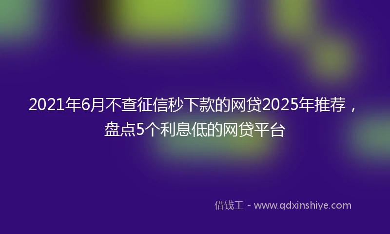 2021年6月不查征信秒下款的网贷2025年推荐，盘点5个利息低的网贷平台