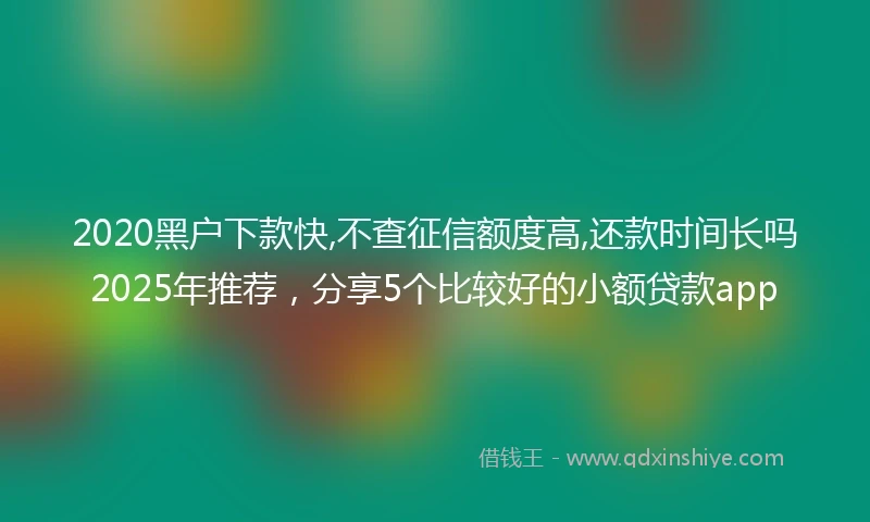 2020黑户下款快,不查征信额度高,还款时间长吗2025年推荐，分享5个比较好的小额贷款app